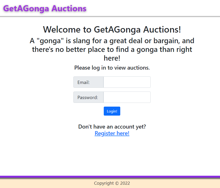 image of GetAGonga Home Page